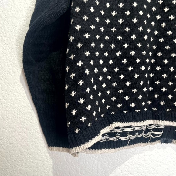 SML Sport Cardigan Sweater Womens Medium Black White Fair Isle Snowflake Zip Up - Picture 12 of 14